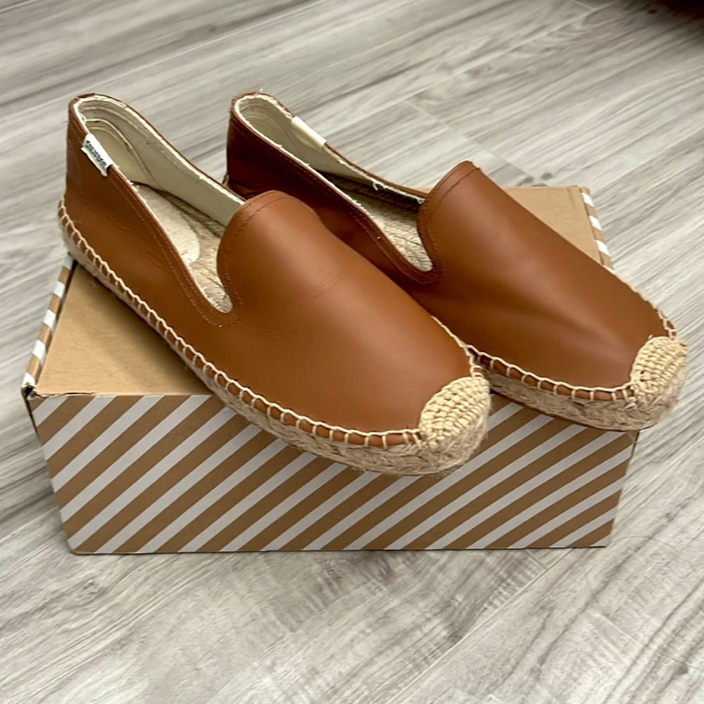 Soludos Platform Smoking Espadrille, Slipper Tan 6.5 Leather